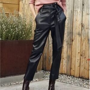 Aritzia | Babaton Black Faux Leather Belted Pants Size 2